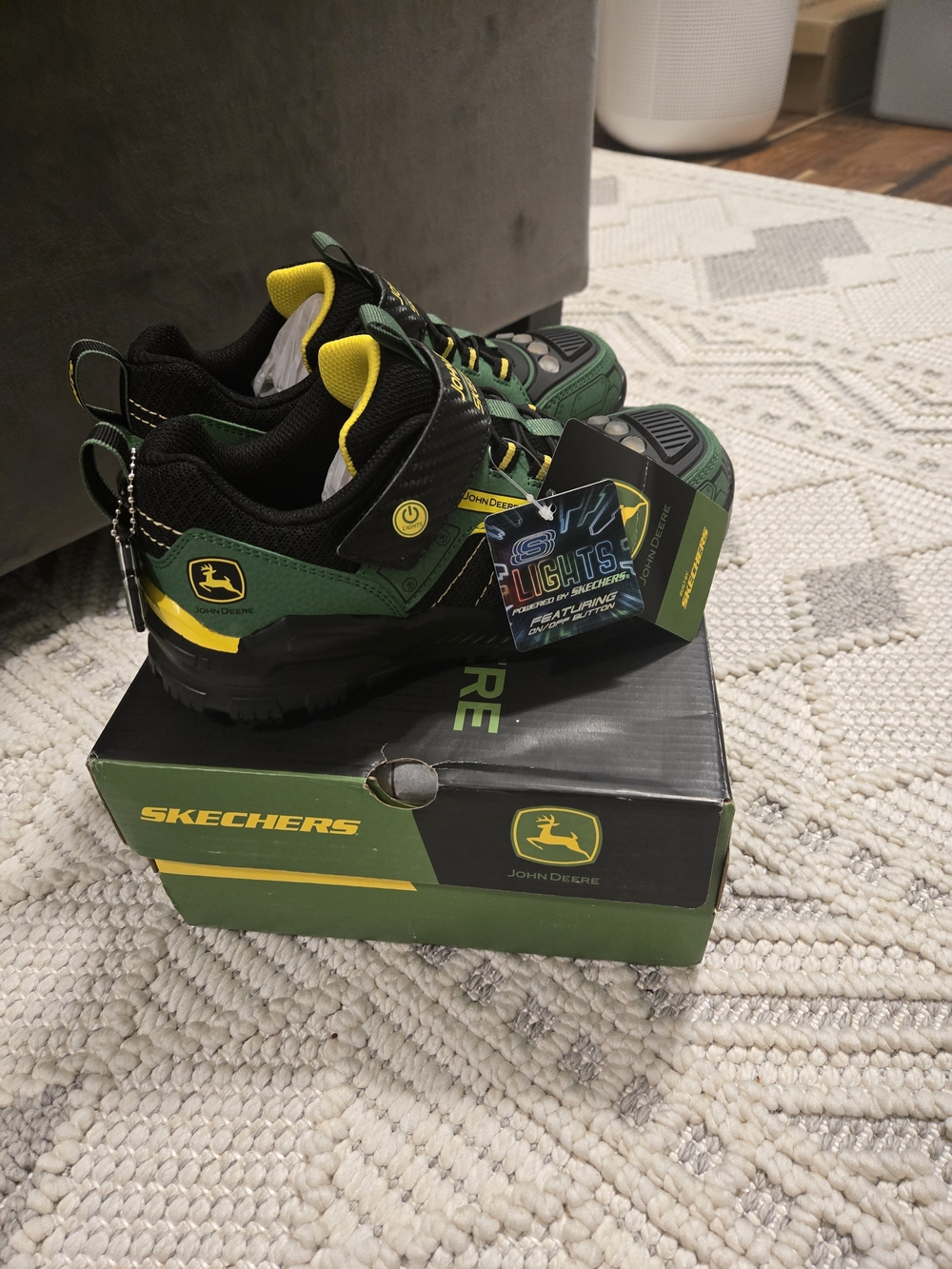 John Deere Kids Green & Yellow Light-Up Sneakers by Skechers